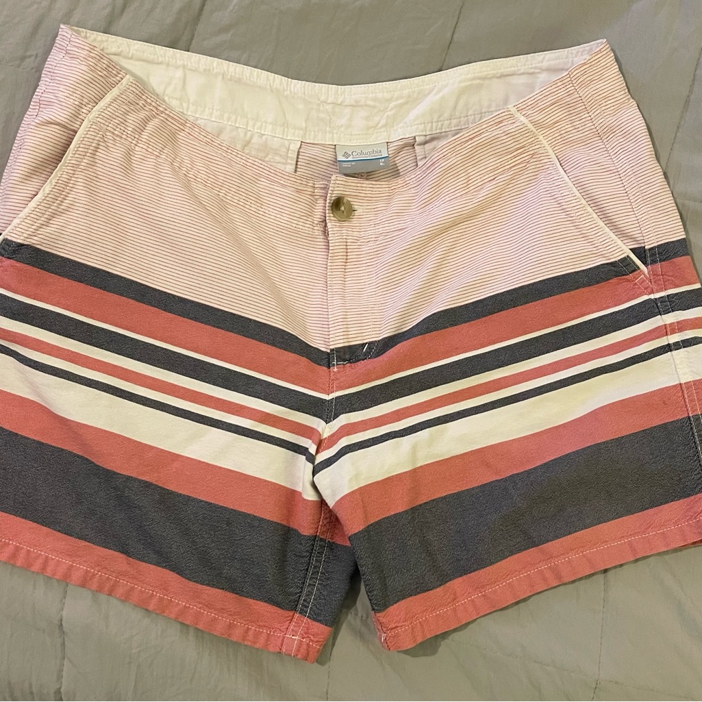 Columbia Womens Shorts - Red, And Gray Stripes